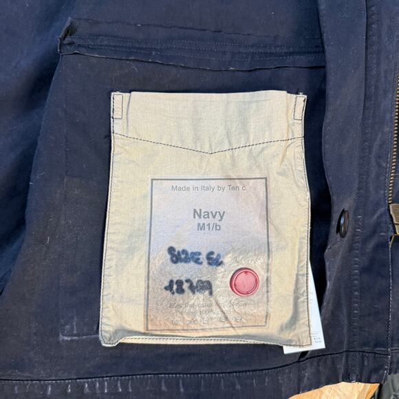 Ten C Mens Rain Coat Jacket Navy Parka Jacket 50 M1/B Navy Blue Hooded $1493 V19 - Picture 6 of 11